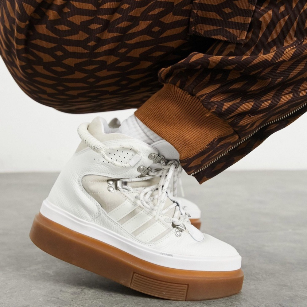 Ivy Park Super Sleek Leather Boot adidas High Top Sneakers - Picture 2 of 10